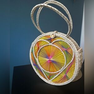 Straw purse handmade by artisan hands 100% natural straw material 30 cm